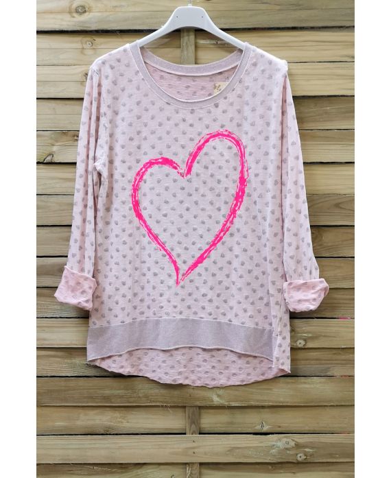 T-SHIRT CŒUR 6097 ROSE