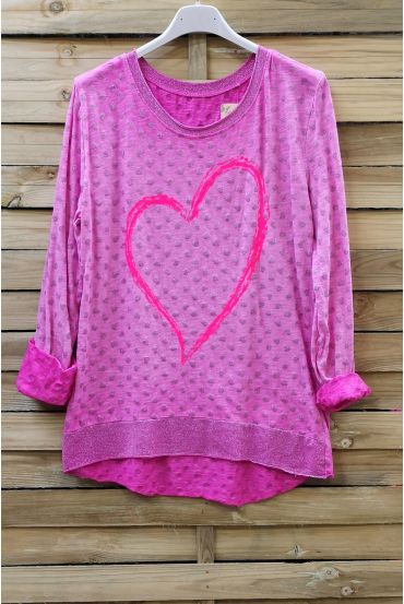 T-SHIRT CŒUR 6097 FUSHIA