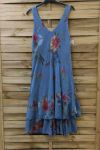 KLEID BEDRUCKTE 0735 BLAU