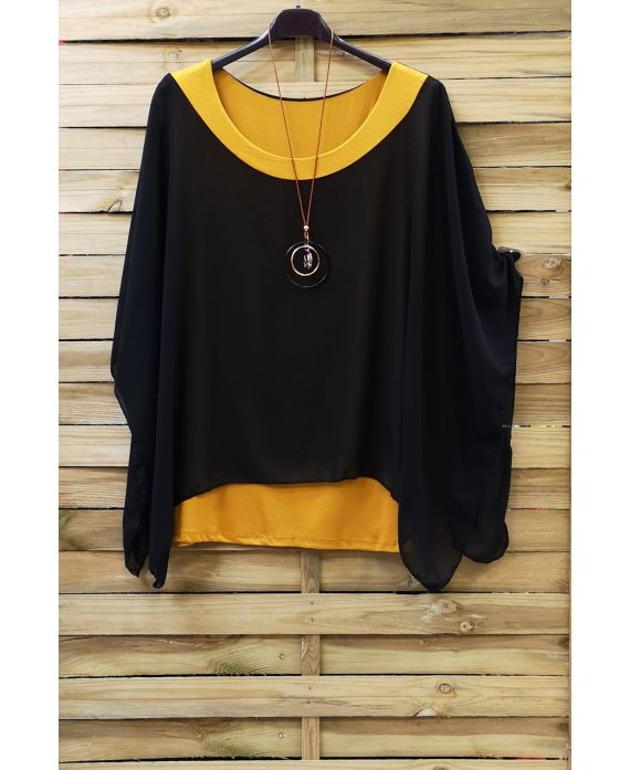 GRANDE TAILLE TUNIQUE SUPERPOSEE + COLLIER 0722 NOIR2