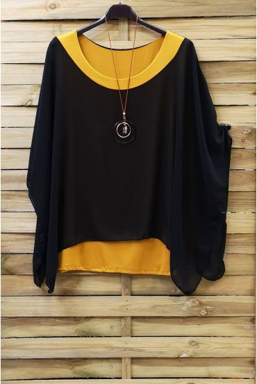 LARGE SIZE TUNIC SUPERPOSEE + NECKLACE 0722 NOIR2