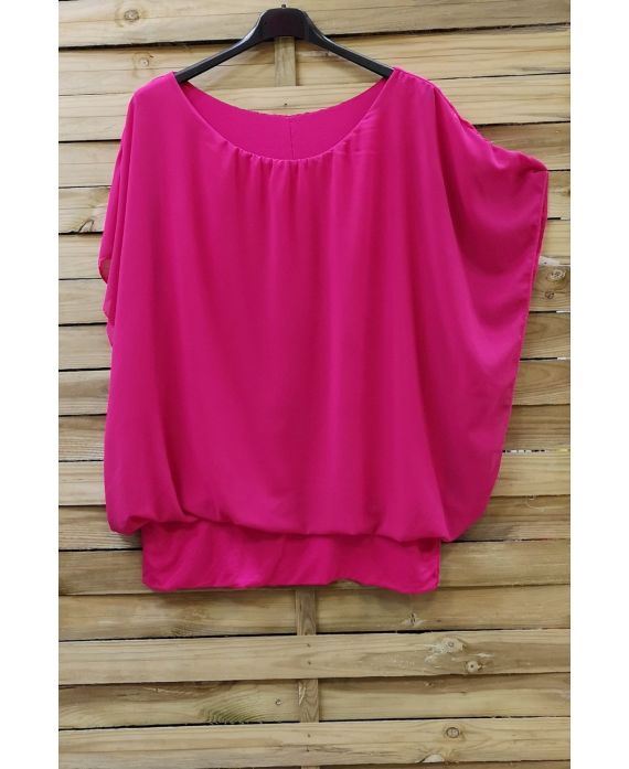 GRANDE TAILLE TOP VOILAGE 0576 FUSHIA