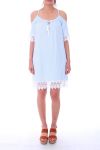 ROBE RAYEE A DENTELLE 0755 BLEU CLAIR