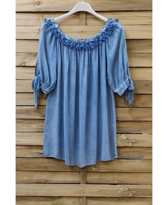 TOP ENCOLURE FANTAISIE ELASTIQUEE 0757 BLEU