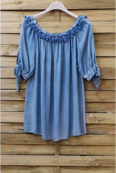 TOP ENCOLURE FANTAISIE ELASTIQUEE 0757 BLEU