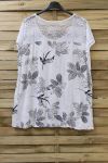 LARGE SIZE T-SHIRT PRINTS LACE 0788 WHITE