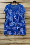 LARGE SIZE T-SHIRT PRINTS LACE 0788 ROYAL BLUE