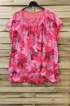 LARGE SIZE T-SHIRT PRINTS LACE 0788 CORAL