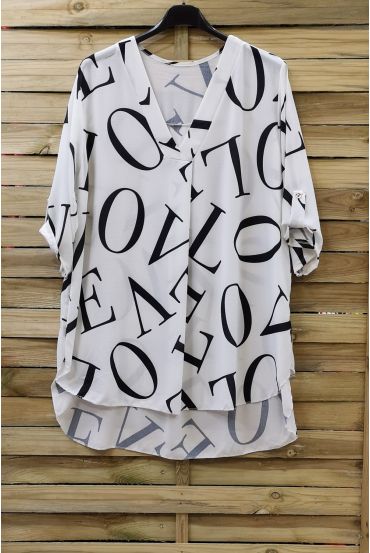 LARGE SIZE BLOUSE LOVE 0789-WHITE