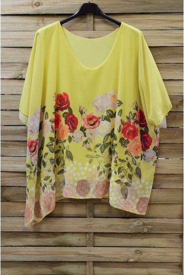 GRANDE TAILLE TOP VOILAGE IMPRIME 0783 JAUNE