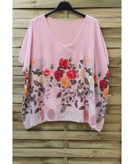 GRANDE TAILLE TOP VOILAGE IMPRIME 0783 ROSE