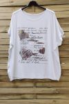 DI GRANDI DIMENSIONI T-SHIRT FLOCCAGGIO IN PIZZO 0784 BIANCO