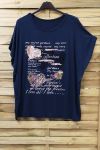 DI GRANDI DIMENSIONI T-SHIRT FLOCCAGGIO IN PIZZO 0784 BLU NAVY