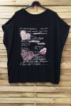 LARGE SIZE T-SHIRT FLOCKING LACE 0784 BLACK