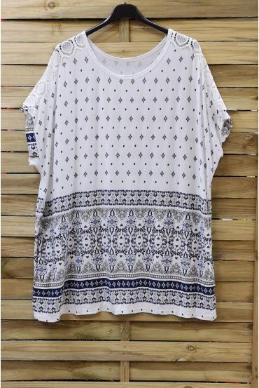 LARGE SIZE TOP PRINT LACE 0782 WHITE