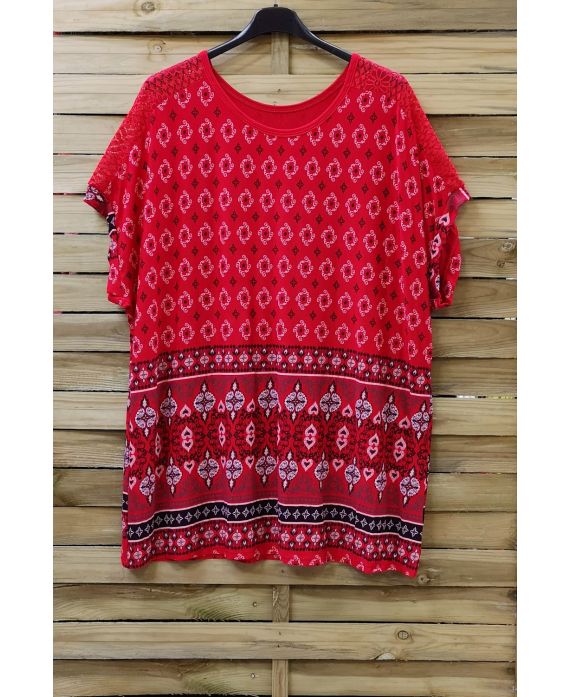 LARGE SIZE TOP PRINT LACE 0782 RED