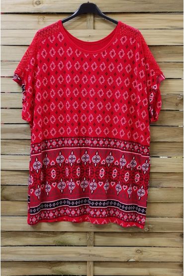 LARGE SIZE TOP PRINT LACE 0782 RED