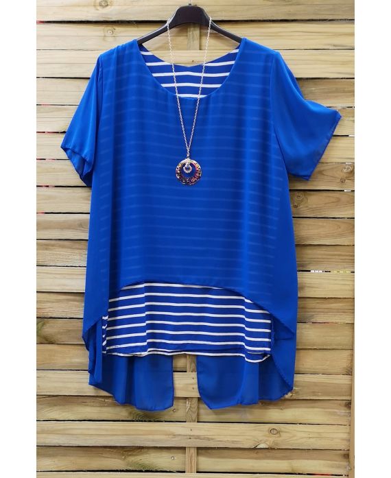 LARGE SIZE TUNIC CLOAKING RAYEE 0786 ROYAL BLUE