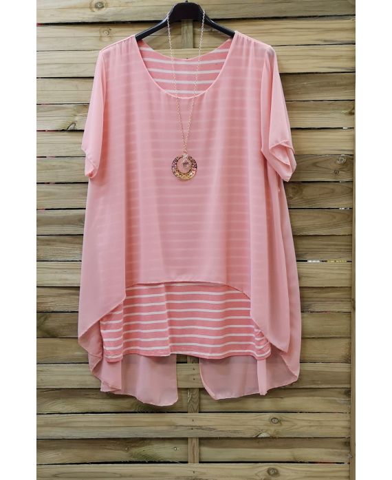 LARGE SIZE TUNIC CLOAKING RAYEE 0786 ROSE