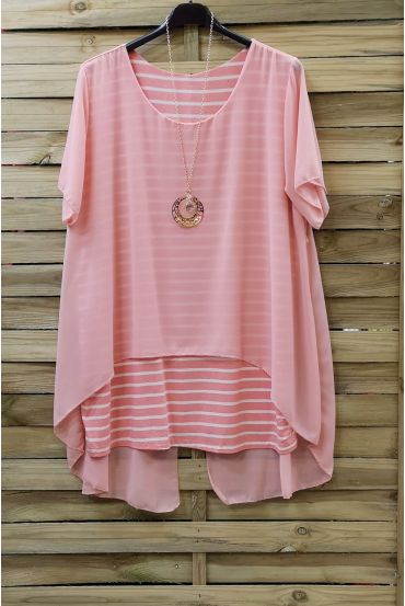 LARGE SIZE TUNIC CLOAKING RAYEE 0786 ROSE