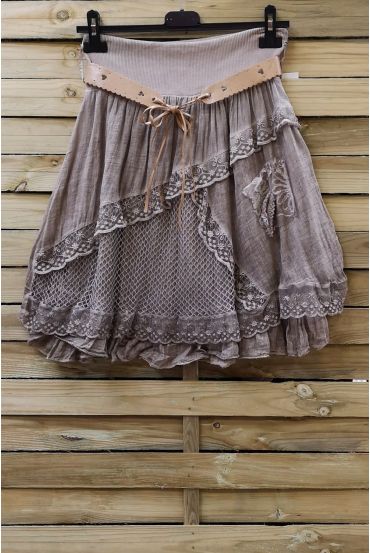 SKIRT IN COTTON 0779 TAUPE