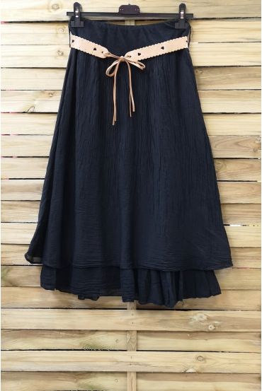 SILK SKIRT 0777 BLACK