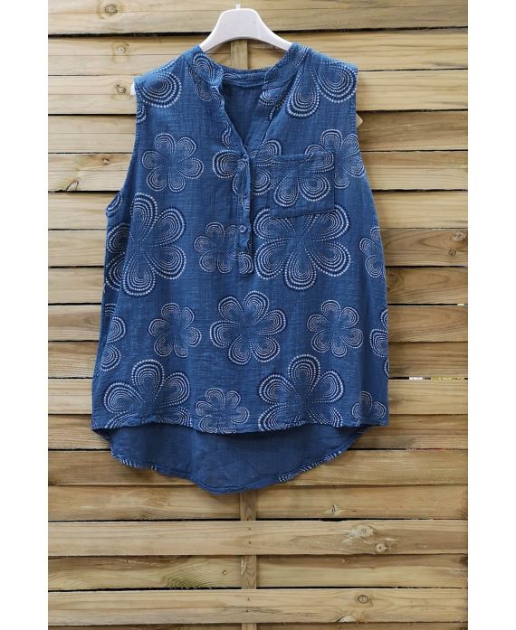 TOP IN LINO STAMPA 0769 BLU