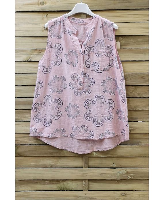 TOP IN LINO STAMPA 0769 ROSA