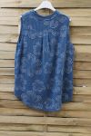 TOP LINNEN PRINTS 0769 BLAUW