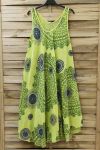 ROBE IMPRIMEE ETHNIQUE 0775 VERT ANIS