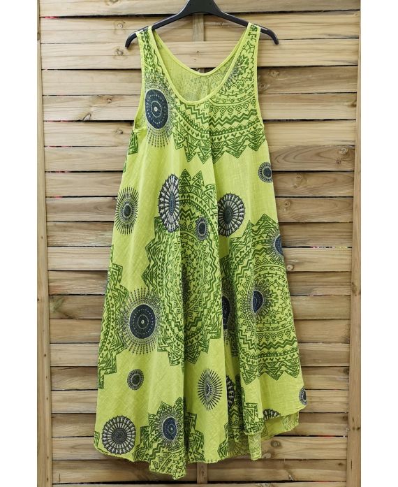 DRESS PRINTED ETHNIC 0775 GREEN ANISE