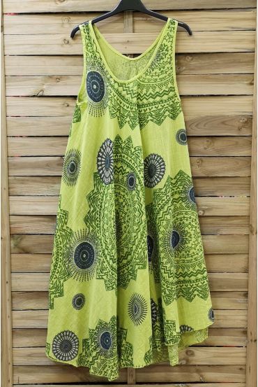 ROBE IMPRIMEE ETHNIQUE 0775 VERT ANIS