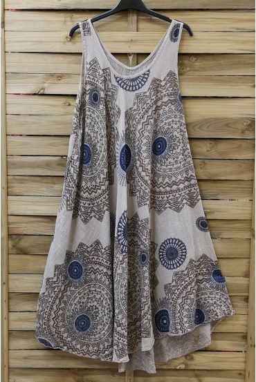 DRESS PRINTED ETHNIC 0775 BEIGE