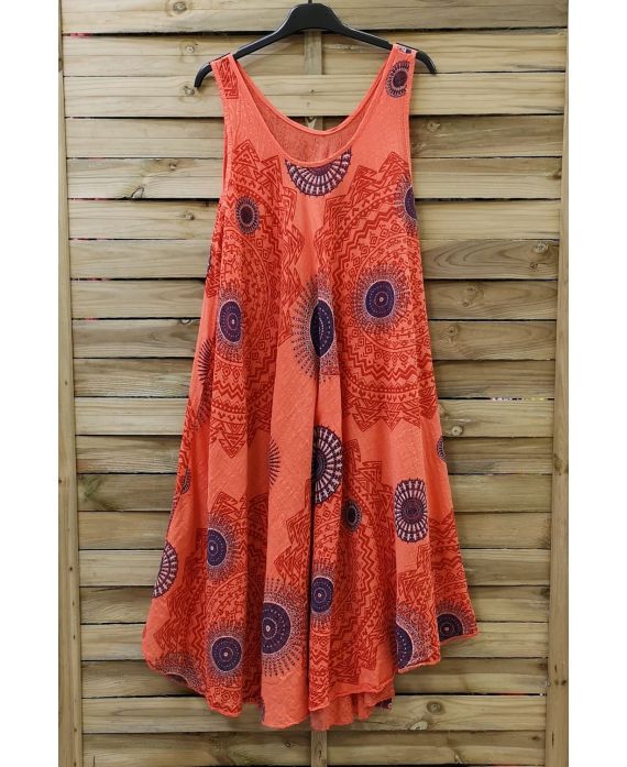 DRESS PRINTED ETHNIC 0775 ORANGE