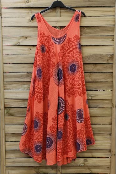 KLEID BEDRUCKTE ETHNISCHEN 0775 ORANGE