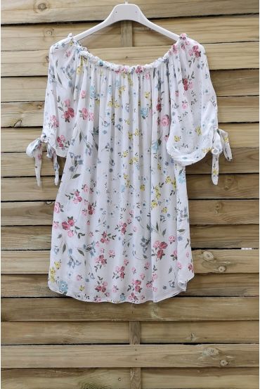 TOP FLORAL ESCOTE ELASTIQUEE 0772 BLANCO