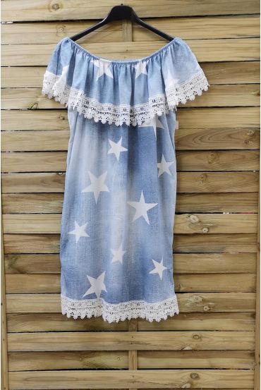 VESTIDO DE HOMBROS ESTRELLAS 0790 LUZ AZUL