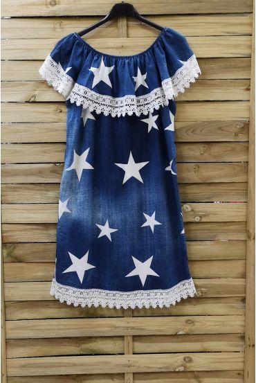 ROBE EPAULES ETOILES 0790 BLEU FONCE