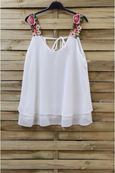 TOP STRAPLESS FLORAL 0792 WHITE