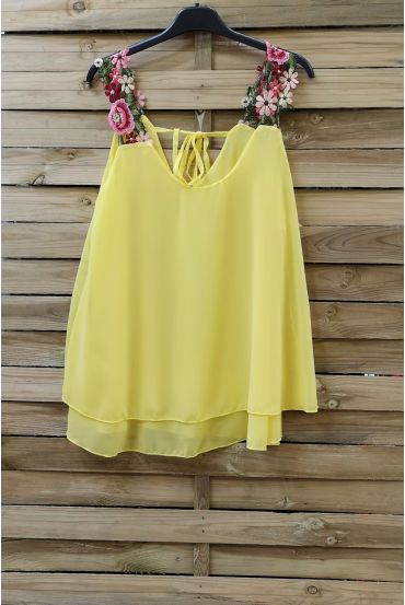 TOP SENZA SPALLINE FLOREALE 0792 GIALLO