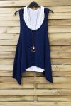 TOP 2 STUKS + KETTING 0808 NAVY BLAUW