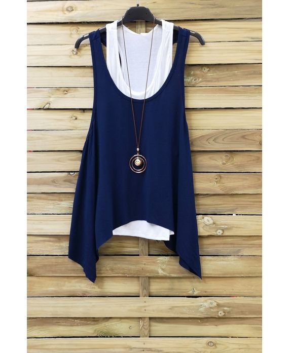 TOP 2 PEZZI + COLLANA 0808 BLU NAVY