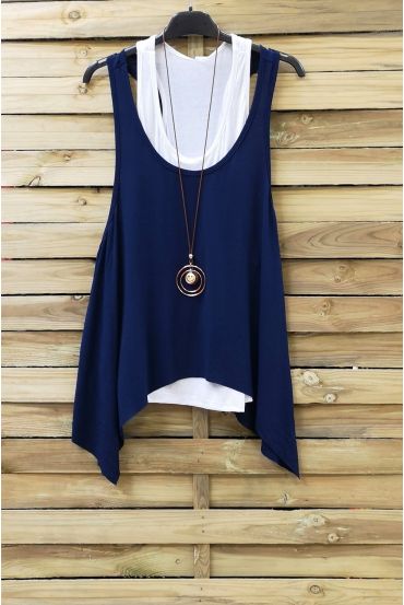 TOP 2 PEZZI + COLLANA 0808 BLU NAVY