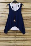 TOP 2 PEZZI + COLLANA 0808 BLU NAVY