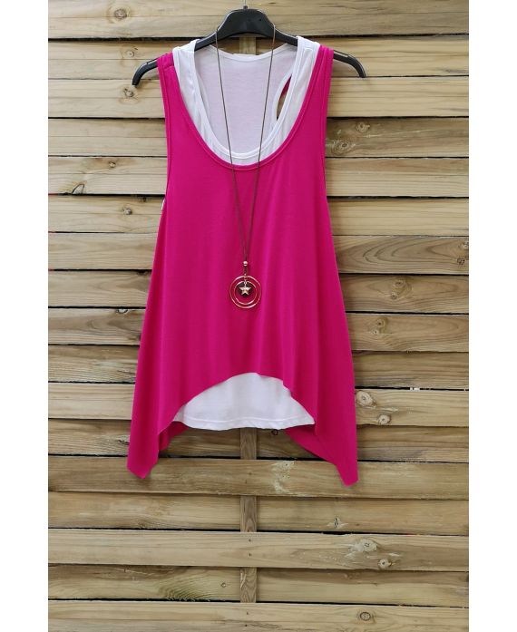 TOP 2 PEZZI + COLLANA 0808 FUSHIA