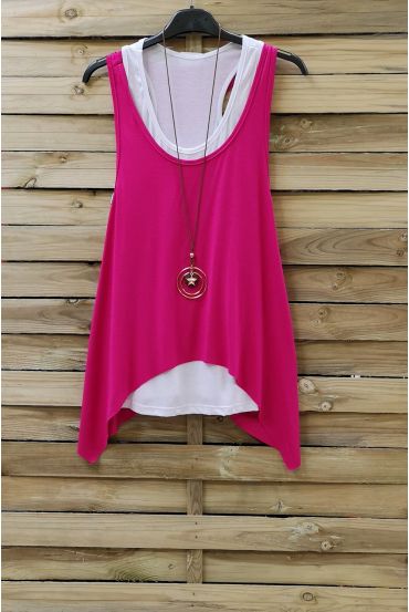 TOP 2 PEZZI + COLLANA 0808 FUSHIA