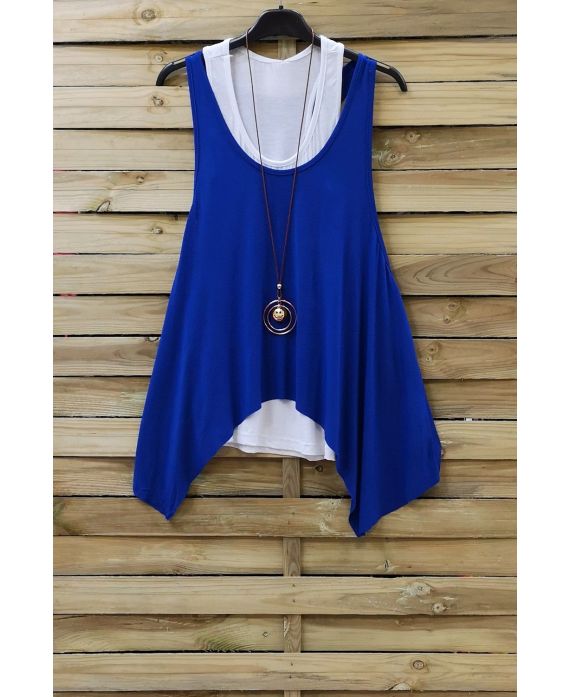 TOP 2 PEZZI + COLLANA 0808 BLU ROYAL