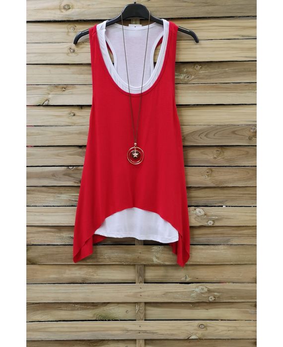 TOP 2 PEZZI + COLLANA 0808 ROSSO