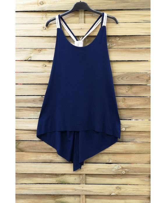 DE TOP HEEFT SCHOUDERBANDJES 0803 NAVY BLAUW