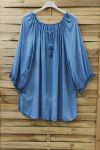 TUNIQUE OVERSIZE A FRANGES 0760 BLEU